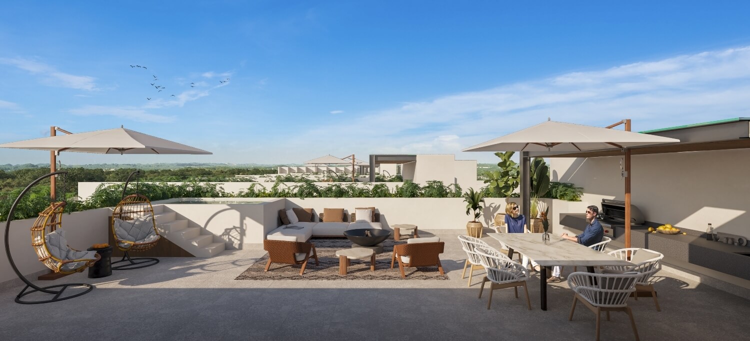 a patio with a table and chairs